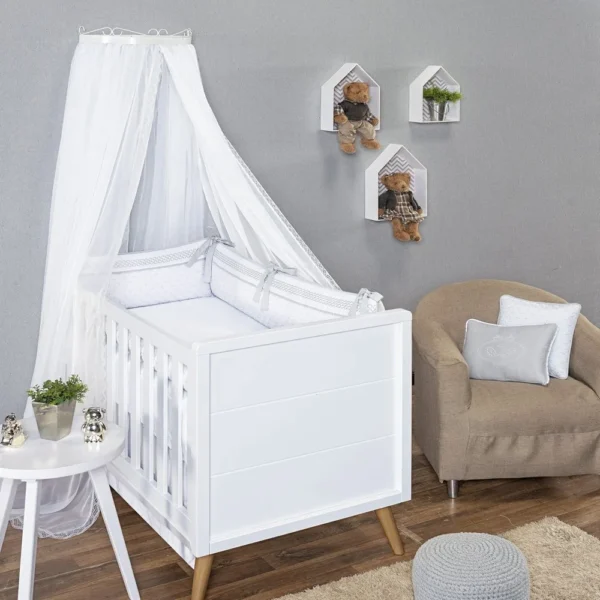 Mosquiteiro de Voil Para Dossel de Parede, Batistela Baby, Arabesco Branco