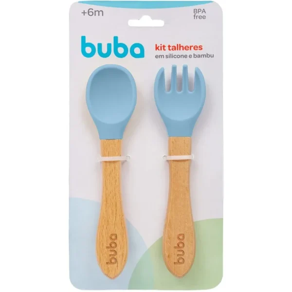Kit Talheres Silicone E Bambu - Buba - Image 2
