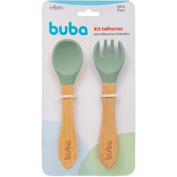 Kit Talheres Silicone E Bambu - Buba - Image 3