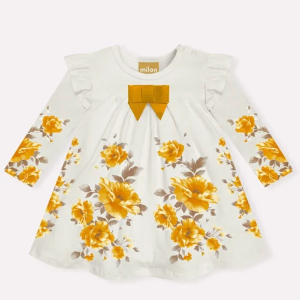 Vestido Bebê Menina Estampado + Body Interno Milon