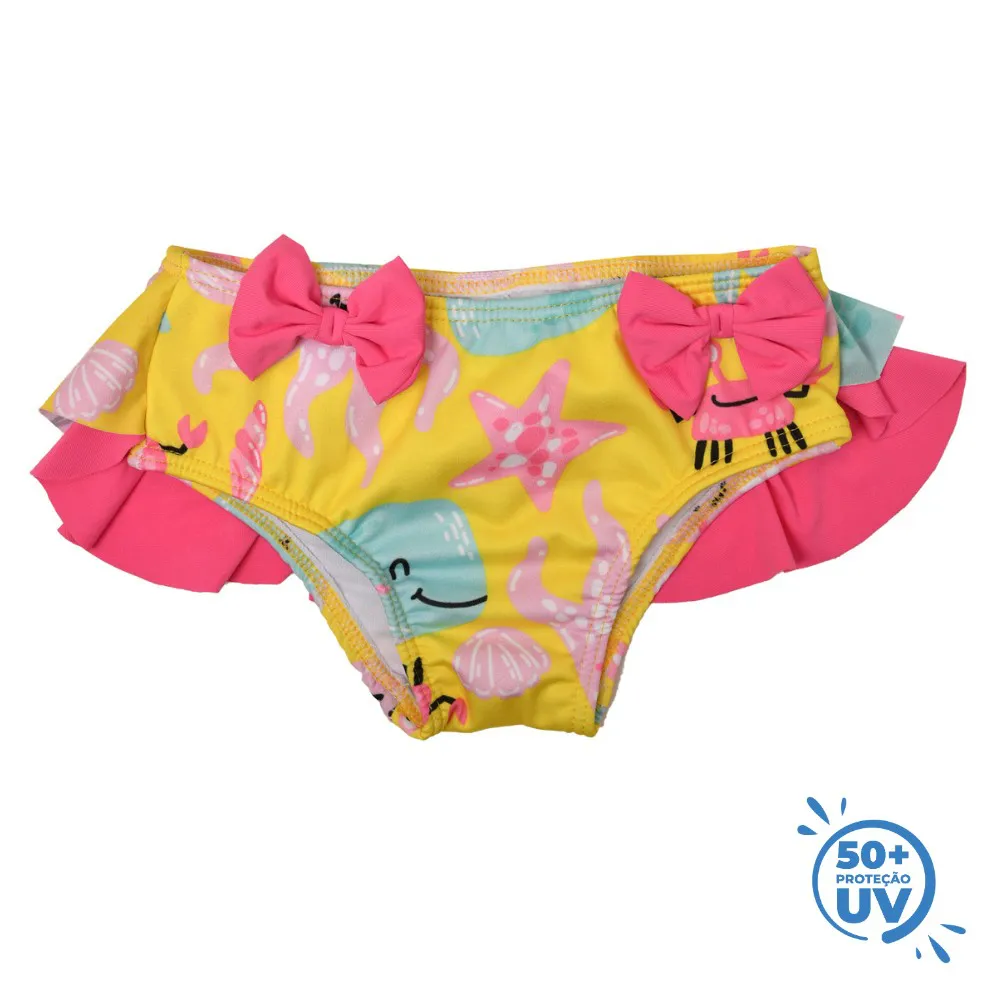 Kit Biquíni 02 Peças Fundo do Mar Bebê + Proteção UV 50+ Amarelo Everly - Image 5