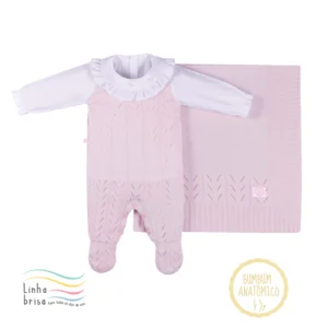 Saída de Maternidade Feminina Tricô - Salmão Fofinho 123005