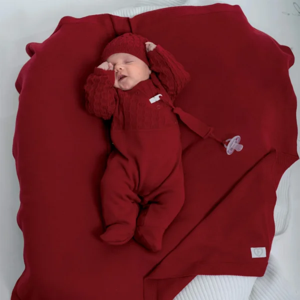 Saída de Maternidade Bebê Unissex em Tricô Vermelho Fofinho - Image 2