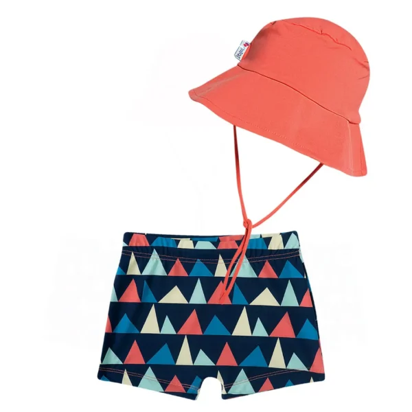 Shorts Praia Infantil com Chapéu Marinho Tip Top C/ Proteção uv50+